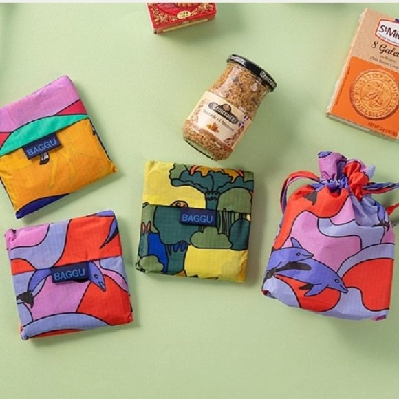 NWT Standard Baggu Set - Animal Friends (Dinosaurs, Dolphins, Grazing Cow) - Picture 5 of 5